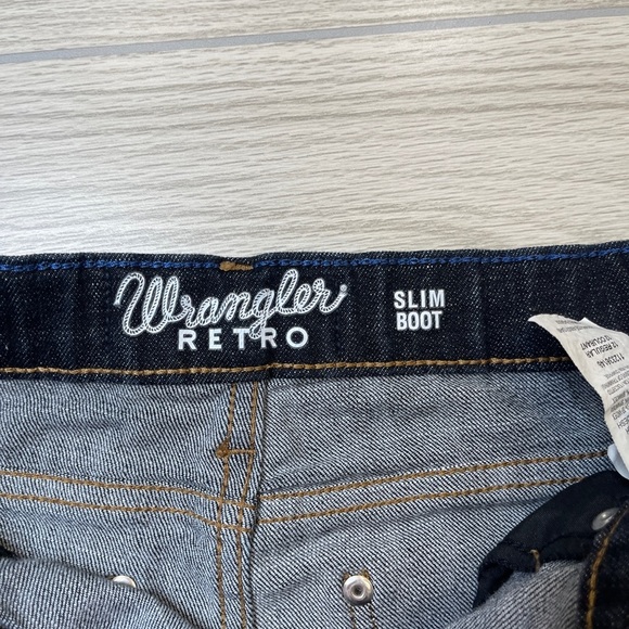 Wrangler Retro Slim Boot Dark Wash Western Cowboy Jeans Boy’s Size 12 Reg - Picture 6 of 12